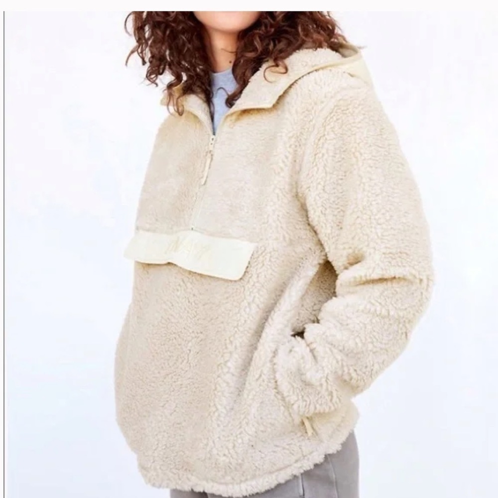 Aritzia TNA | Oversized Teddy Hooded Quarter Zip Pull Over Size XXS